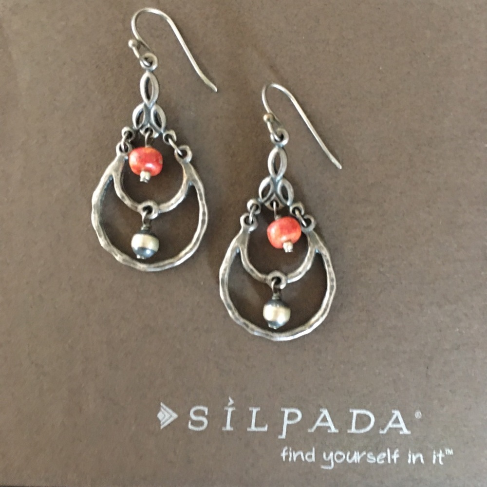 Silpada Coral Sterling Silver Earrings